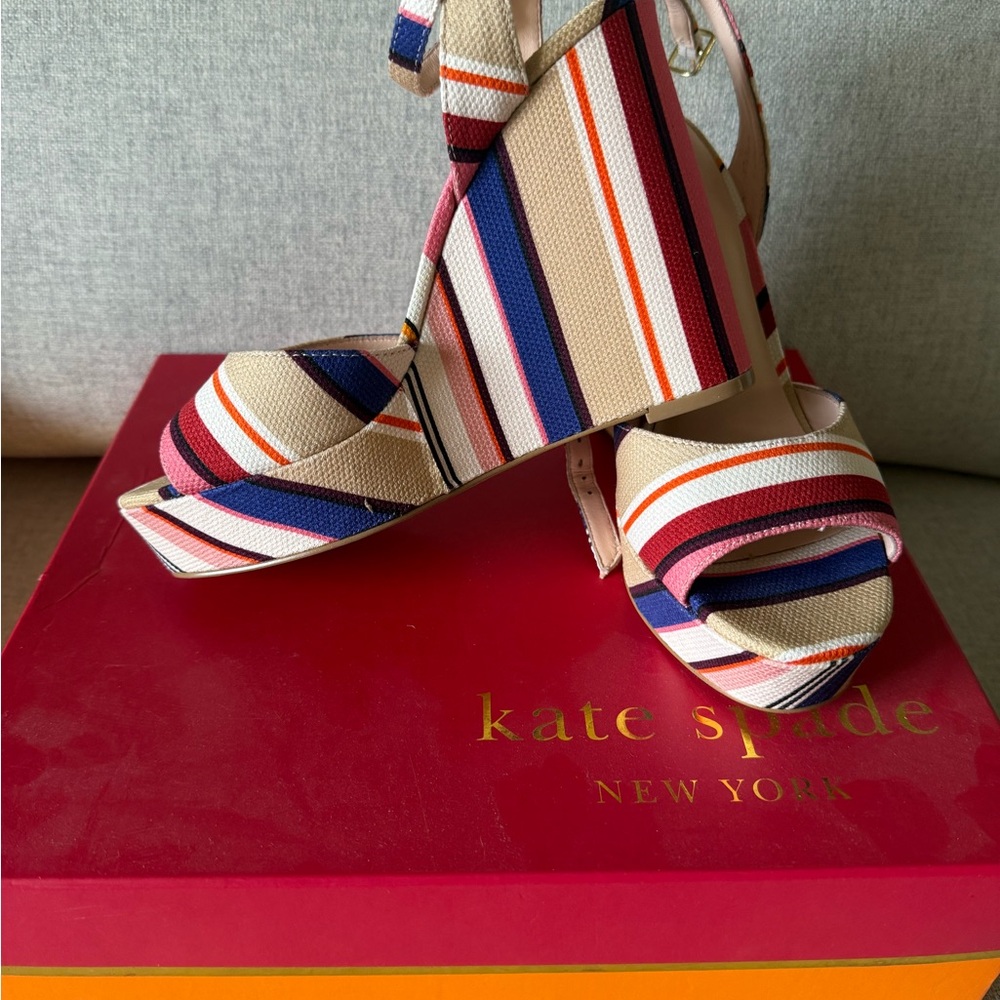 Bnib Kate Spade Dellie Striped Platform Sandals vintage